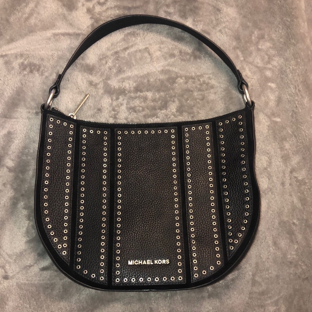 Like New Michael Kors Brooklyn black with silver grommets Hobo
